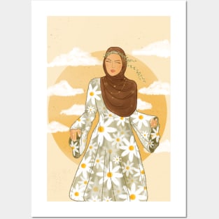 Hijabi Daisy Girl Posters and Art